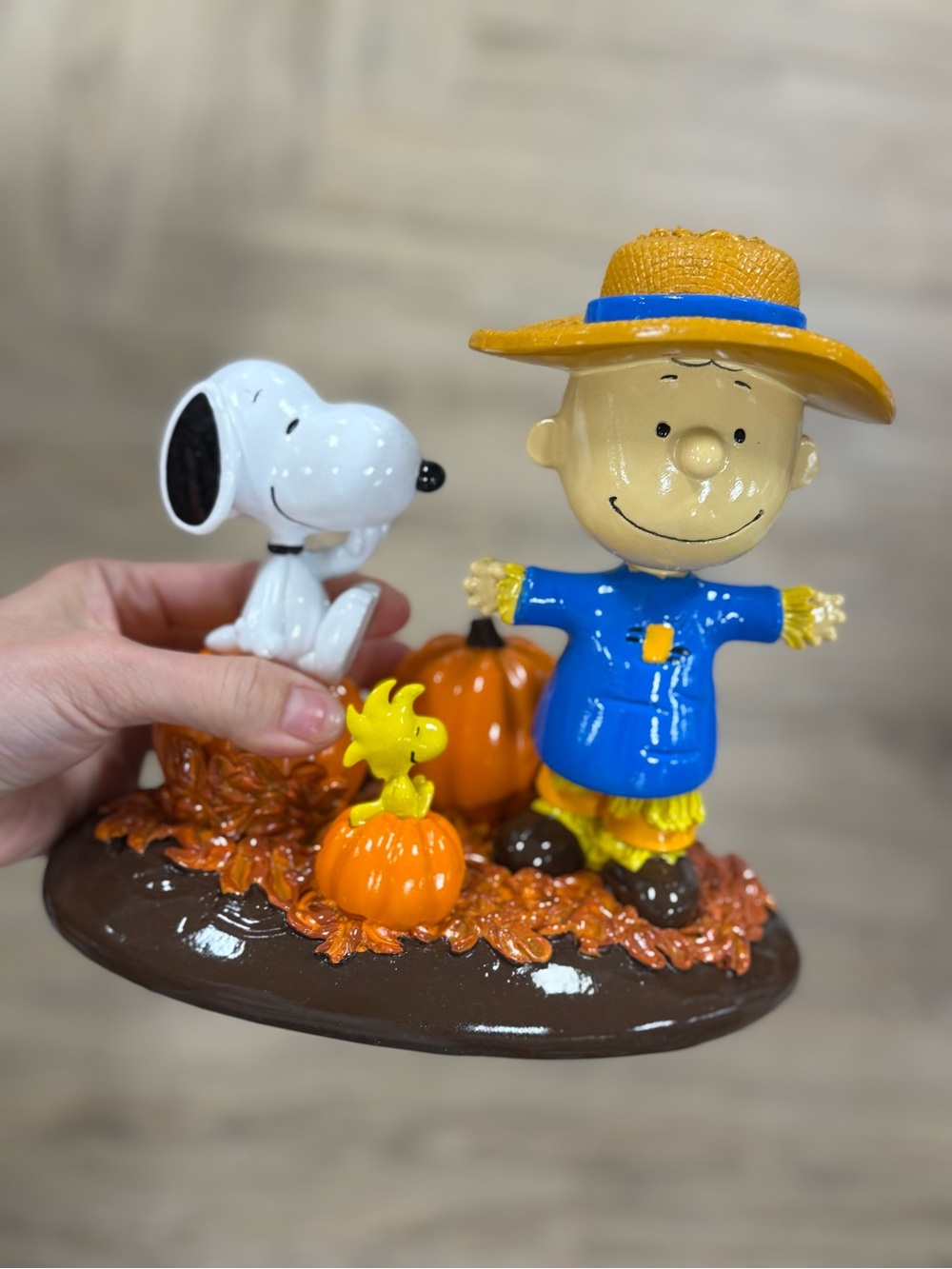 Peanuts Charlie Brown, Snoopy & Woodstock Fall Figurine - Blue/Yellow/Orange
